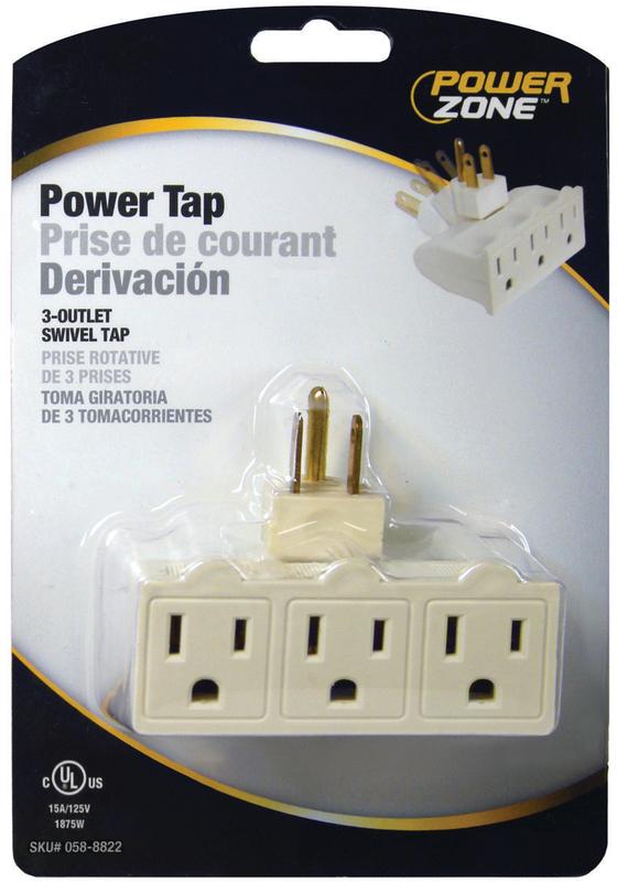 3 Outlet Swivel Regular Plug Adapter AC 21U 125V 15A 1875 watts 3 Outlet Swivel Regular Plug Adapter AC 21U 125V 15A 1875 watts